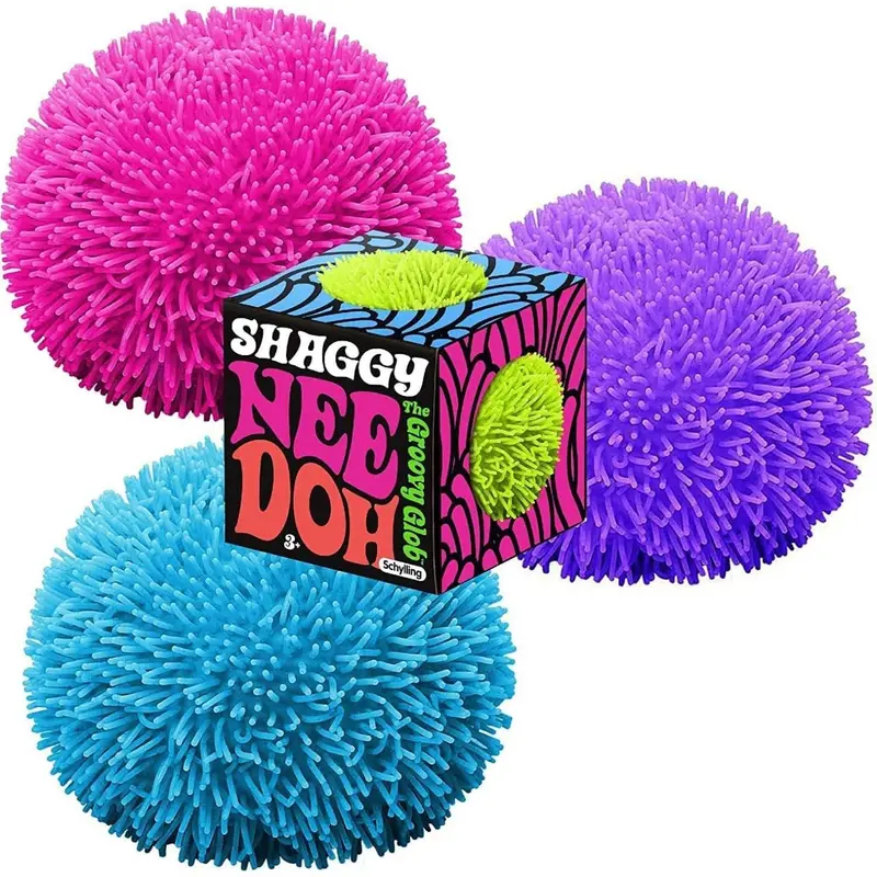 NeeDoh Shaggy Ball – Neon-Finished Fuzzy Sensory Ball Trio