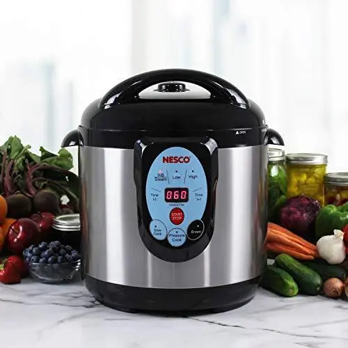 NESCO NPC-9 Smart Pressure Canner – 9.5-Quart Stainless Steel Unit with Digital Interface and Multi-Function Cooking Modes