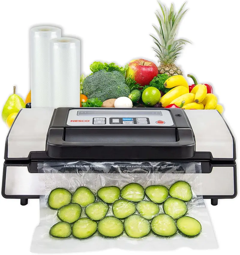 Nesco VS-12 Deluxe Vacuum Sealer – 130W Sealing Power with Transparent Lid & Starter Bag Roll