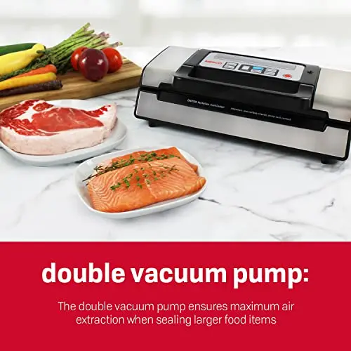 Nesco VS-12 Deluxe Vacuum Sealer – 130W Sealing Power with Transparent Lid & Starter Bag Roll