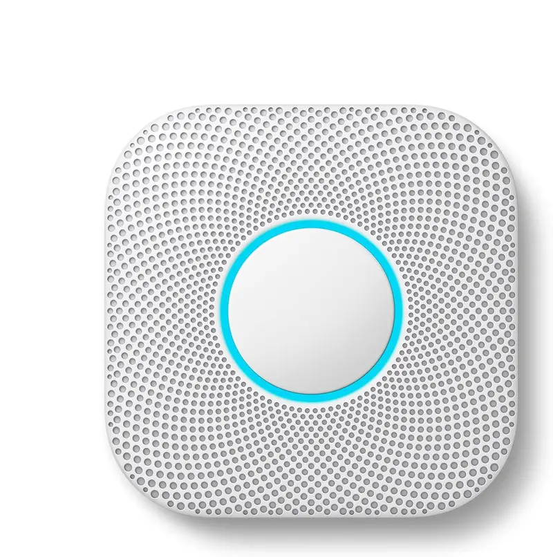 Nest Protect Battery-Powered Smoke & CO Detector – Smart Sensing, Voice Alerts, and Minimalist White Design