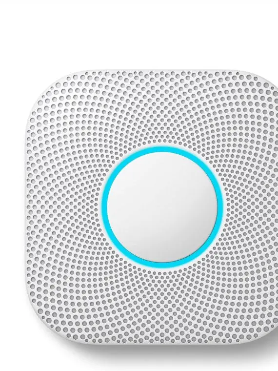 Nest Protect Battery-Powered Smoke & CO Detector – Smart Sensing, Voice Alerts, and Minimalist White Design