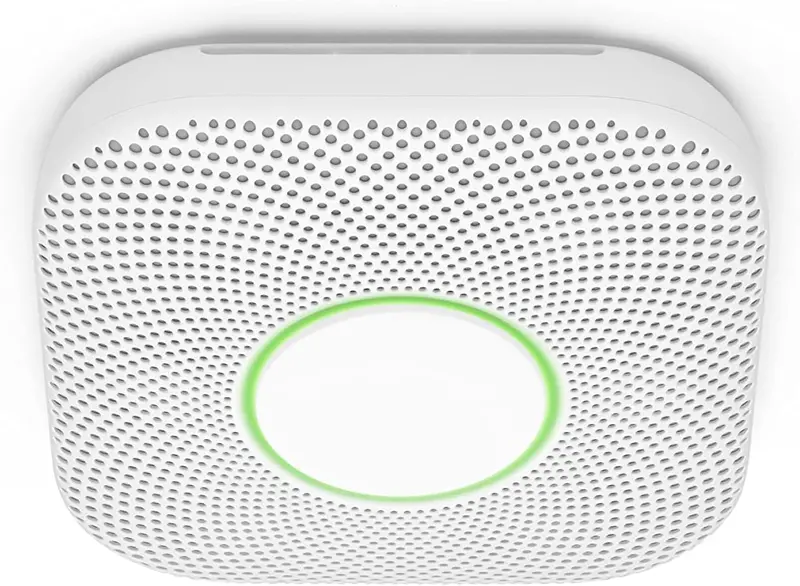 Nest Protect Battery-Powered Smoke & CO Detector – Smart Sensing, Voice Alerts, and Minimalist White Design
