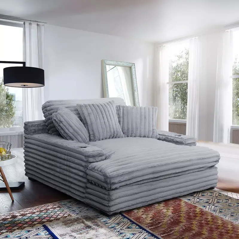 Nestle Chaise Lounge Chair – Reclining Seating with Dual Cup Holders and Dual USB Charging Ports
