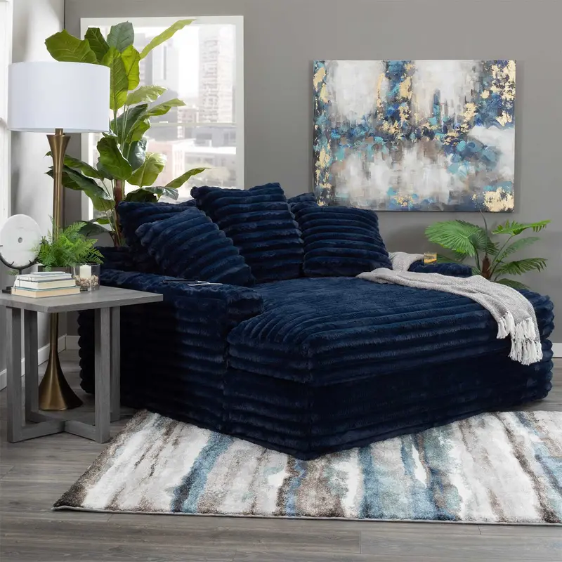 Nestle Chaise Lounge Chair – Reclining Seating with Dual Cup Holders and Dual USB Charging Ports