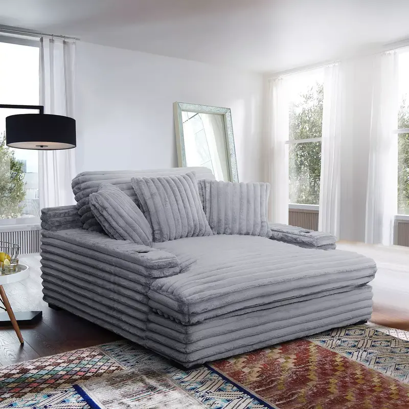 Nestle Chaise Lounge Chair – Reclining Seating with Dual Cup Holders and Dual USB Charging Ports