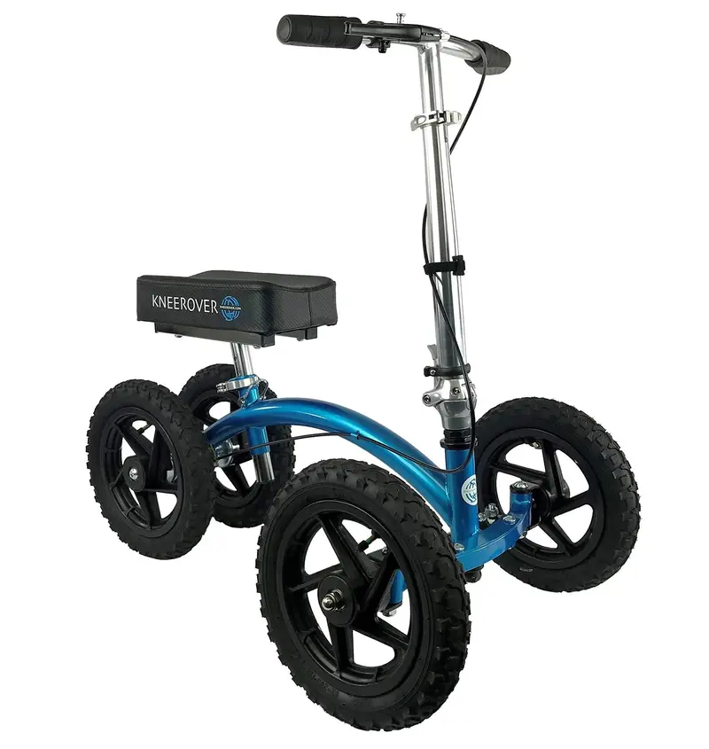 New KneeRover Quad Knee Walker – Metallic Blue All-Terrain Mobility Scooter for Enhanced Stability