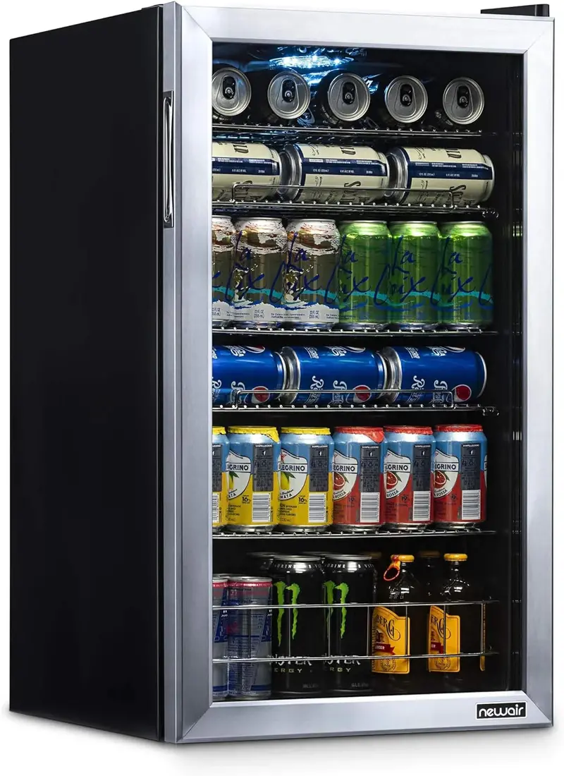 NewAir AR-126S Beverage Cooler – Freestanding 126-Can Refrigerator with Tempered Glass Door and Right-Swing Hinge