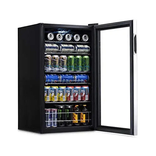 NewAir AR-126S Beverage Cooler – Freestanding 126-Can Refrigerator with Tempered Glass Door and Right-Swing Hinge