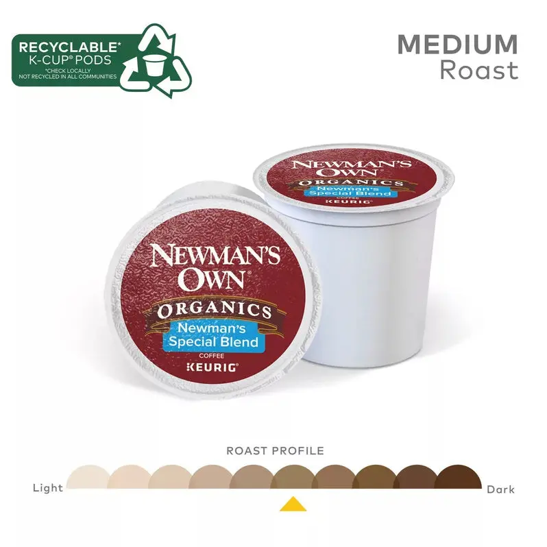 Newman’s Own Organics Fair Trade K-Cup Pods – Special Blend Coffee, 100-Count Box