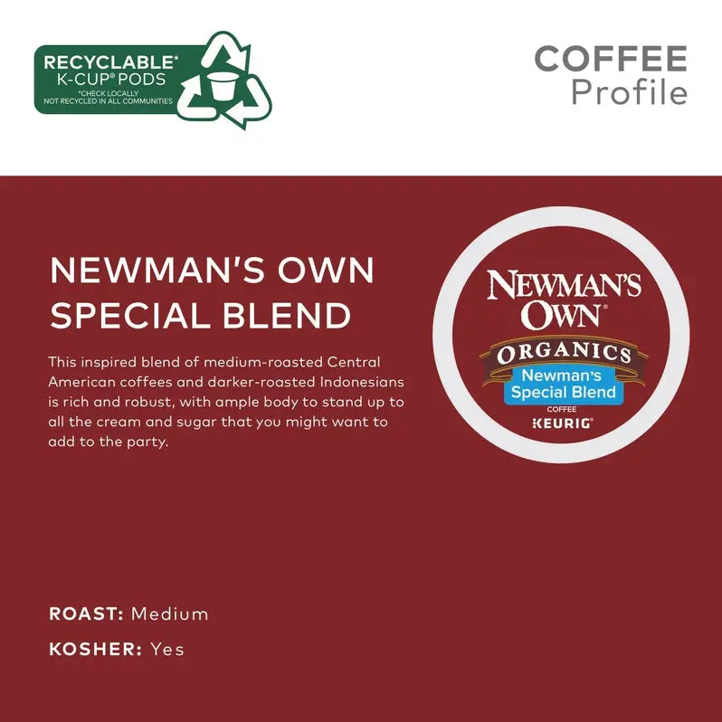 Newman’s Own Organics Fair Trade K-Cup Pods – Special Blend Coffee, 100-Count Box