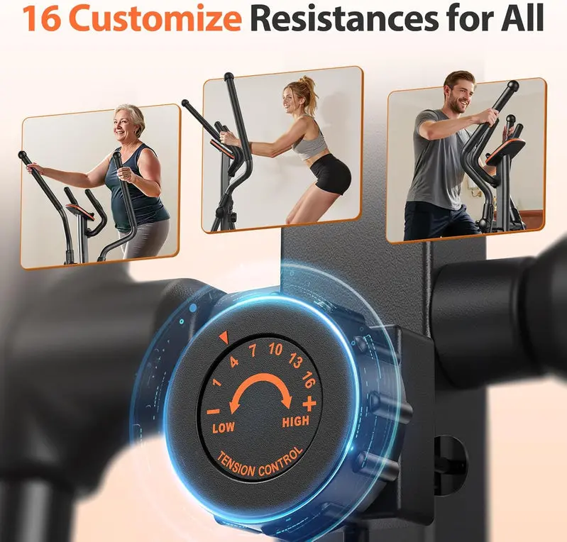 Niceday 20-Inch Elliptical Machine – 16 Resistance Levels & 500-Pound Weight Capacity