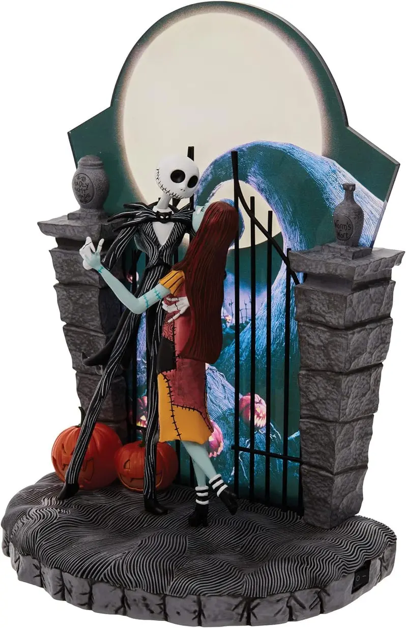 Nightmare Before Christmas Light-Up Sculpture: Jack and Sally Dancing – 9" Statue