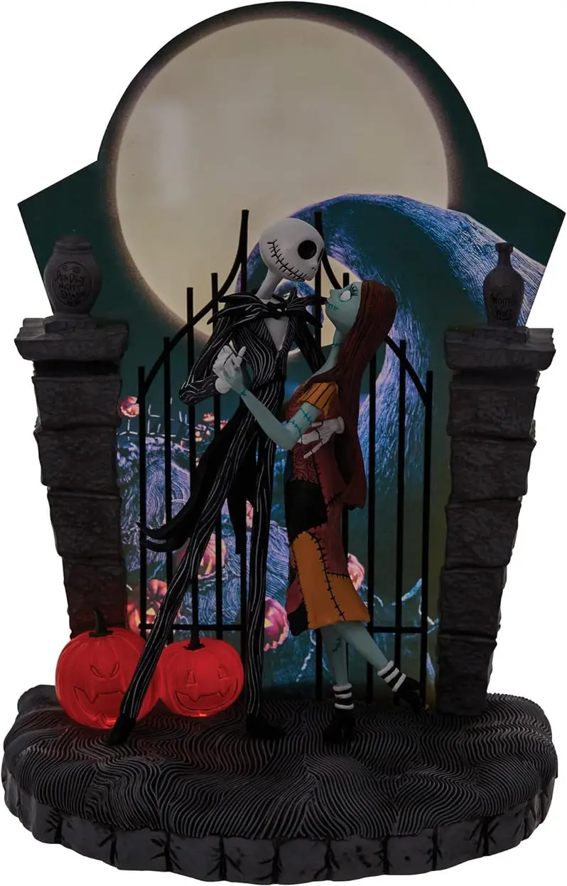 Nightmare Before Christmas Light-Up Sculpture: Jack and Sally Dancing – 9" Statue