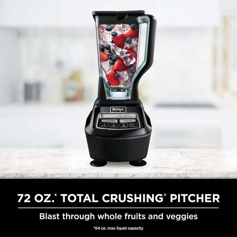 Ninja BL770 Mega Kitchen System – 1500W Blender and Food Processor with 72-Oz Pitcher, 64-Oz Bowl, and Two 16-Oz To-Go Cups