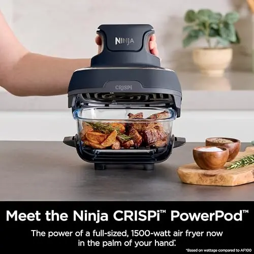 Ninja Crispi Glass Air Fryer – 4-Quart + 6-Cup Dual-Zone Cooking System with Dishwasher-Safe Components