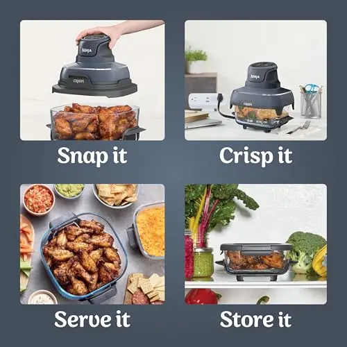 Ninja Crispi Glass Air Fryer – 4-Quart + 6-Cup Dual-Zone Cooking System with Dishwasher-Safe Components