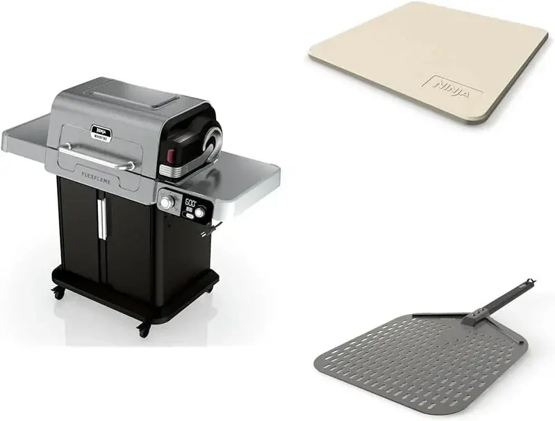 Ninja FlexFlame PG301 5-in-1 Grill and Smoker – Electric/Propane Hybrid with Digital Controls, Griddle, and Pizza Mode