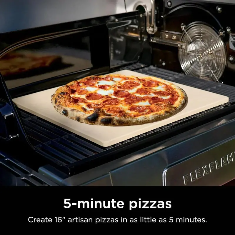 Ninja FlexFlame PG301 5-in-1 Grill and Smoker – Electric/Propane Hybrid with Digital Controls, Griddle, and Pizza Mode