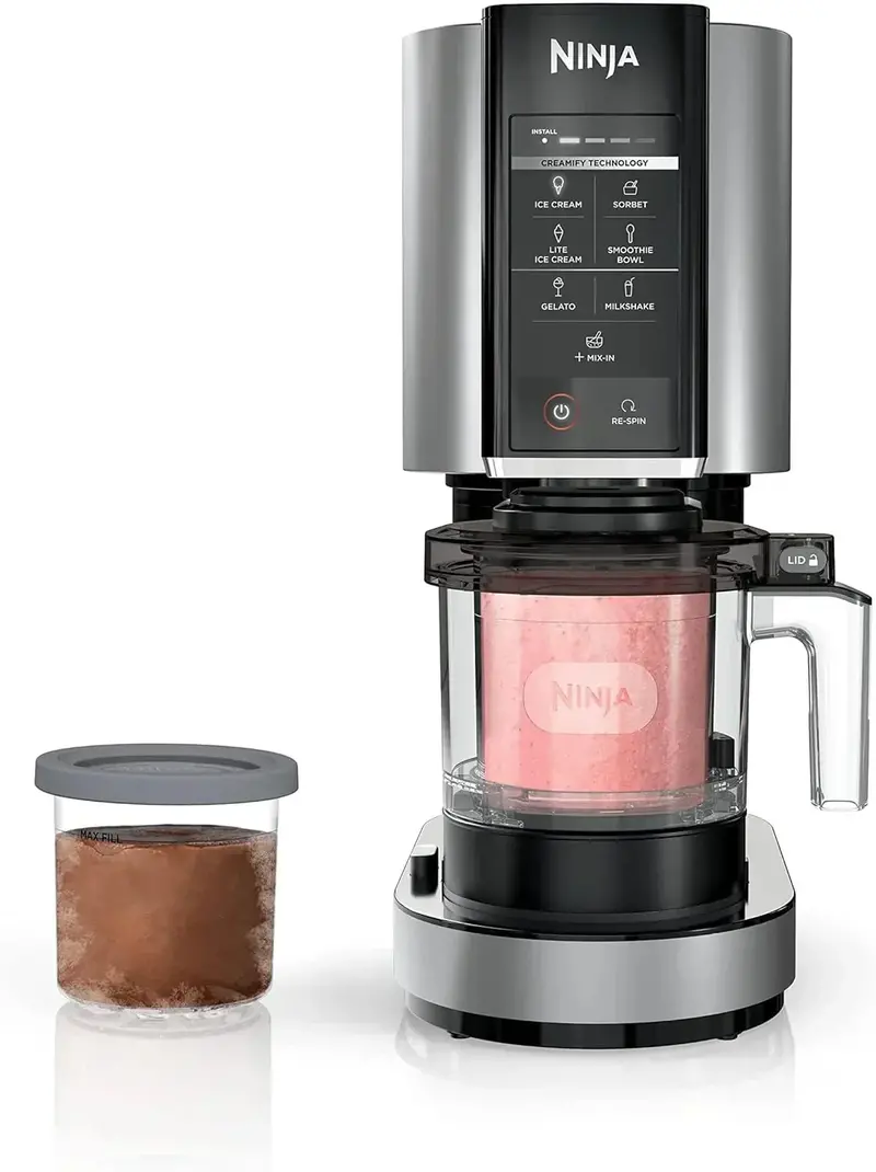 Ninja NC301 CREAMi Ice Cream Maker – 7 One-Touch Programs for Gelato, Sorbet, Milkshakes & Smoothie Bowls; Includes Two Pint Containers