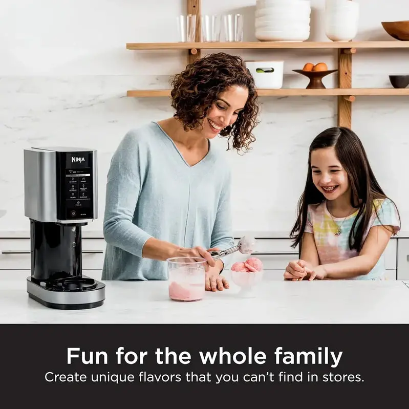 Ninja NC301 CREAMi Ice Cream Maker – 7 One-Touch Programs for Gelato, Sorbet, Milkshakes & Smoothie Bowls; Includes Two Pint Containers