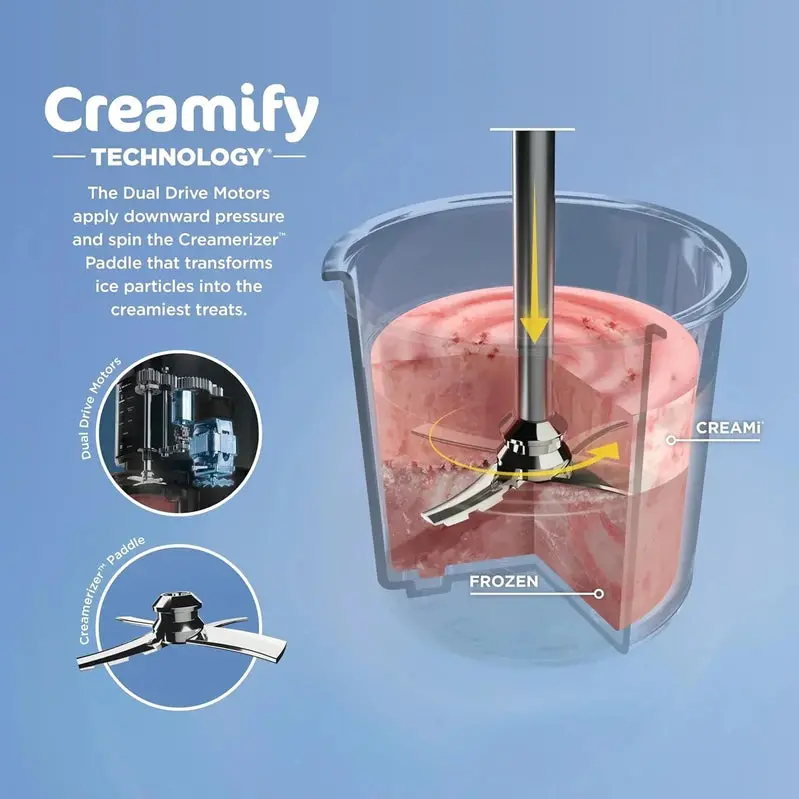 Ninja NC301 CREAMi Ice Cream Maker – 7 One-Touch Programs for Gelato, Sorbet, Milkshakes & Smoothie Bowls; Includes Two Pint Containers