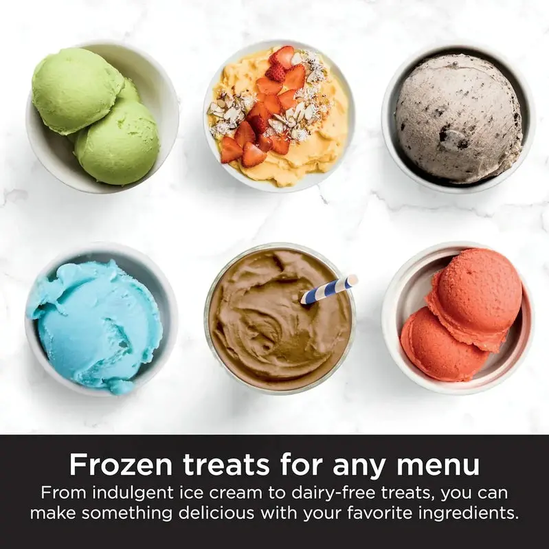 Ninja NC301 CREAMi Ice Cream Maker – 7 One-Touch Programs for Gelato, Sorbet, Milkshakes & Smoothie Bowls; Includes Two Pint Containers