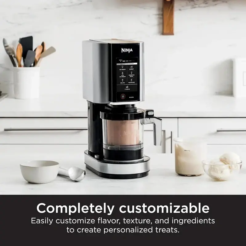 Ninja NC301 CREAMi Ice Cream Maker – 7 One-Touch Programs for Gelato, Sorbet, Milkshakes & Smoothie Bowls; Includes Two Pint Containers