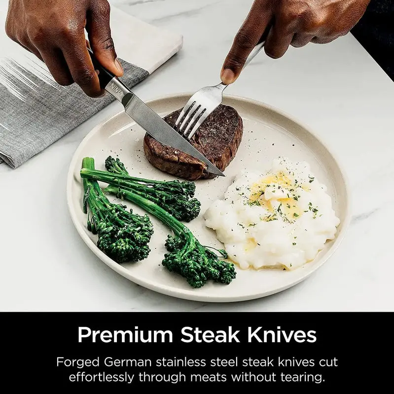 Ninja NeverDull Premium 17-Piece Knife System – Ergonomic Handles, Built-in Sharpener, Stainless Steel Blades with Black Matte Finish