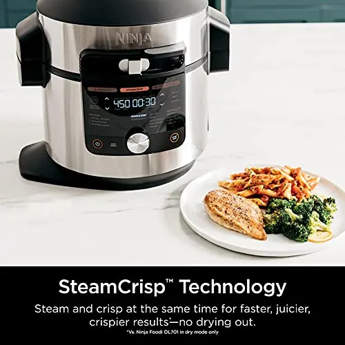 Ninja OL701 Foodi SMART XL 14-in-1 Pressure Cooker & Air Fryer – 8-Quart Capacity with SmartLid, Auto Steam Release, and Integrated Thermometer