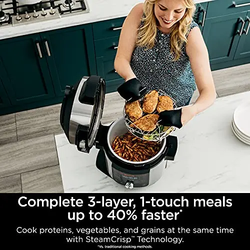 Ninja OL701 Foodi SMART XL 14-in-1 Pressure Cooker & Air Fryer – 8-Quart Capacity with SmartLid, Auto Steam Release, and Integrated Thermometer