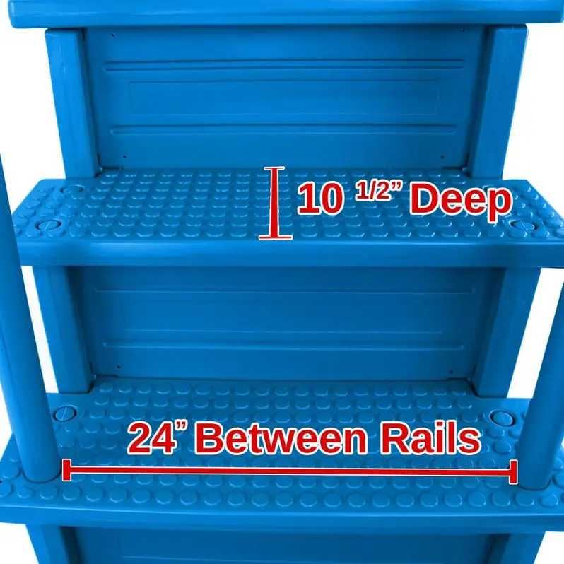 Non-Slip Adjustable Pool Steps for Above-Ground Pools – Gray Safety Stairs Designed for Decks 48 to 54 Inches Tall