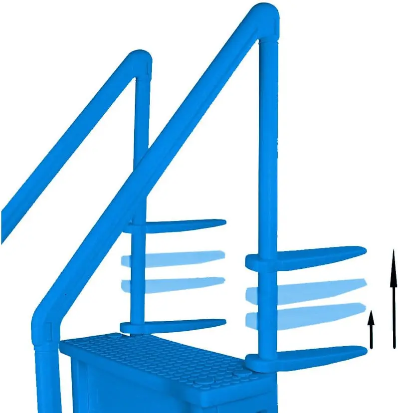 Non-Slip Adjustable Pool Steps for Above-Ground Pools – Gray Safety Stairs Designed for Decks 48 to 54 Inches Tall