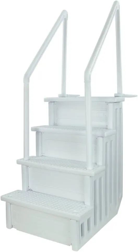 Non-Slip Adjustable Pool Steps for Above-Ground Pools – Gray Safety Stairs Designed for Decks 48 to 54 Inches Tall