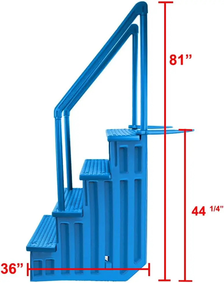 Non-Slip Adjustable Pool Steps for Above-Ground Pools – Gray Safety Stairs Designed for Decks 48 to 54 Inches Tall