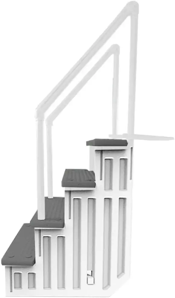 Non-Slip Adjustable Pool Steps for Above-Ground Pools – Gray Safety Stairs Designed for Decks 48 to 54 Inches Tall