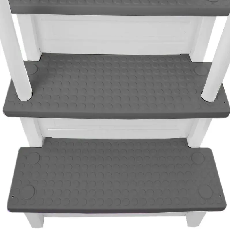 Non-Slip Adjustable Pool Steps for Above-Ground Pools – Gray Safety Stairs Designed for Decks 48 to 54 Inches Tall