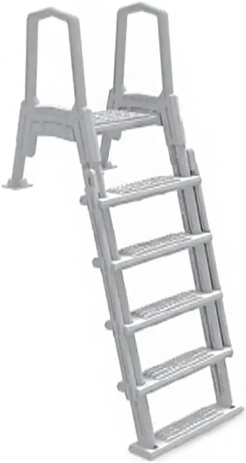 Non-Slip Adjustable Pool Steps for Above-Ground Pools – Gray Safety Stairs Designed for Decks 48 to 54 Inches Tall