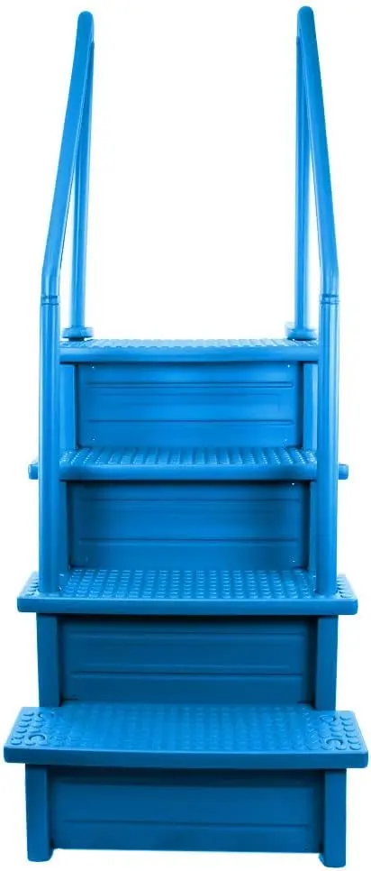 Non-Slip Adjustable Pool Steps for Above-Ground Pools – Gray Safety Stairs Designed for Decks 48 to 54 Inches Tall