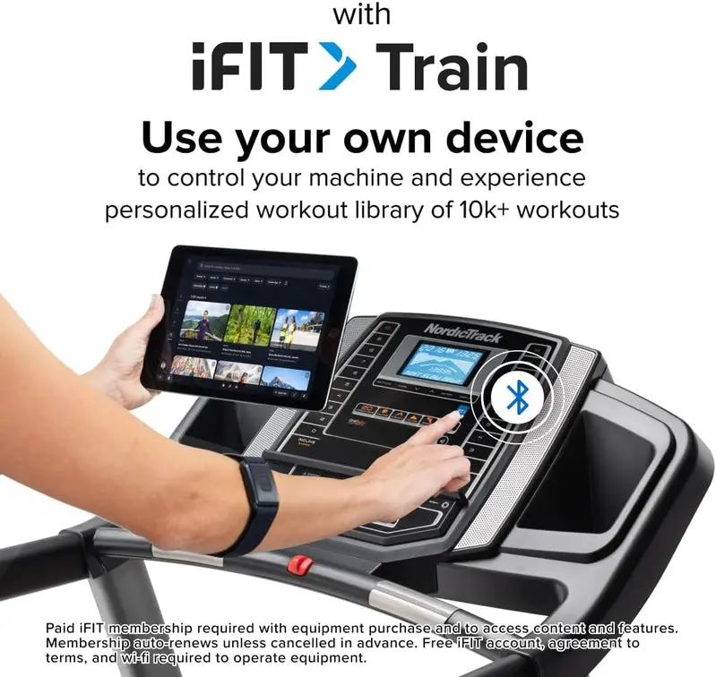 NordicTrack T-Series Compact Treadmill – Space-Efficient Home Workout System, Programmable Incline, Bluetooth Fitness Tracking