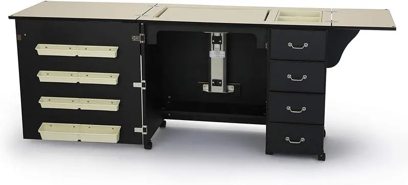 Norma Jean 353 Adjustable Sewing Cabinet – Airlift Craft Station for Quilting, Cutting, and Storage (Black Finish)