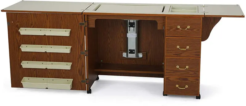 Norma Jean 353 Adjustable Sewing Cabinet – Airlift Craft Station for Quilting, Cutting, and Storage (Black Finish)