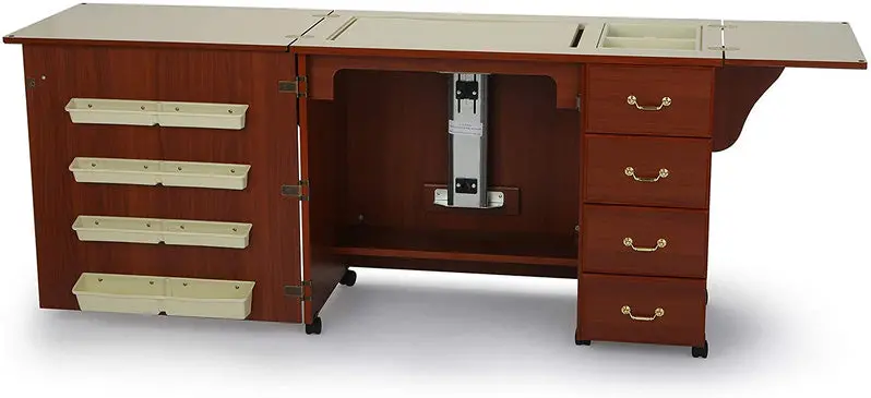 Norma Jean 353 Adjustable Sewing Cabinet – Airlift Craft Station for Quilting, Cutting, and Storage (Black Finish)