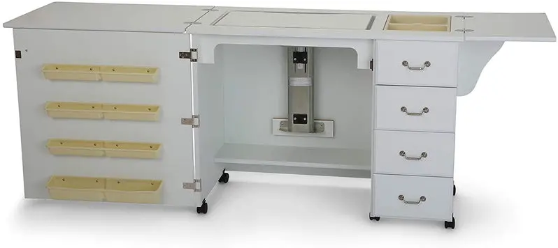 Norma Jean 353 Adjustable Sewing Cabinet – Airlift Craft Station for Quilting, Cutting, and Storage (Black Finish)