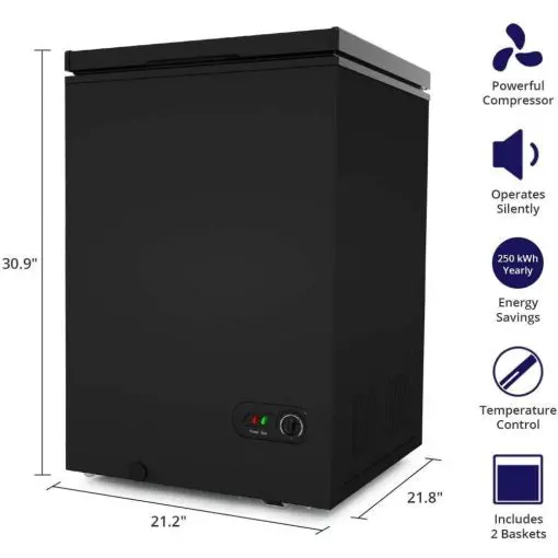 Northair 3.5 Cu Ft Compact Chest Freezer – Quiet Operation with 7-Tier Temp Control & Dual Baskets