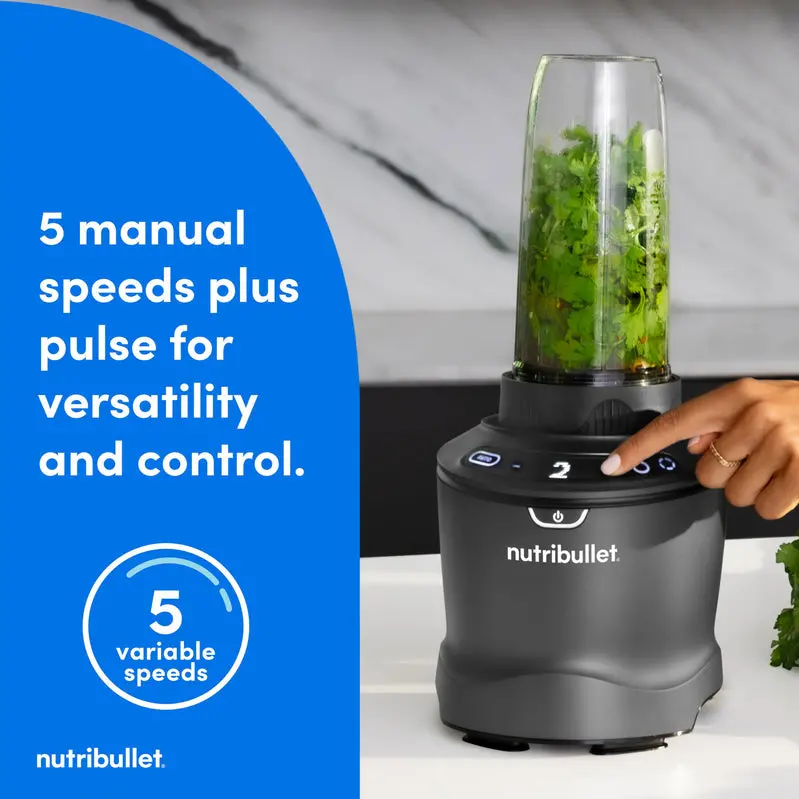 nutribullet SmartSense Blender System – 1400W Precision Motor, Gunmetal Finish, Intelligent Blending Technology