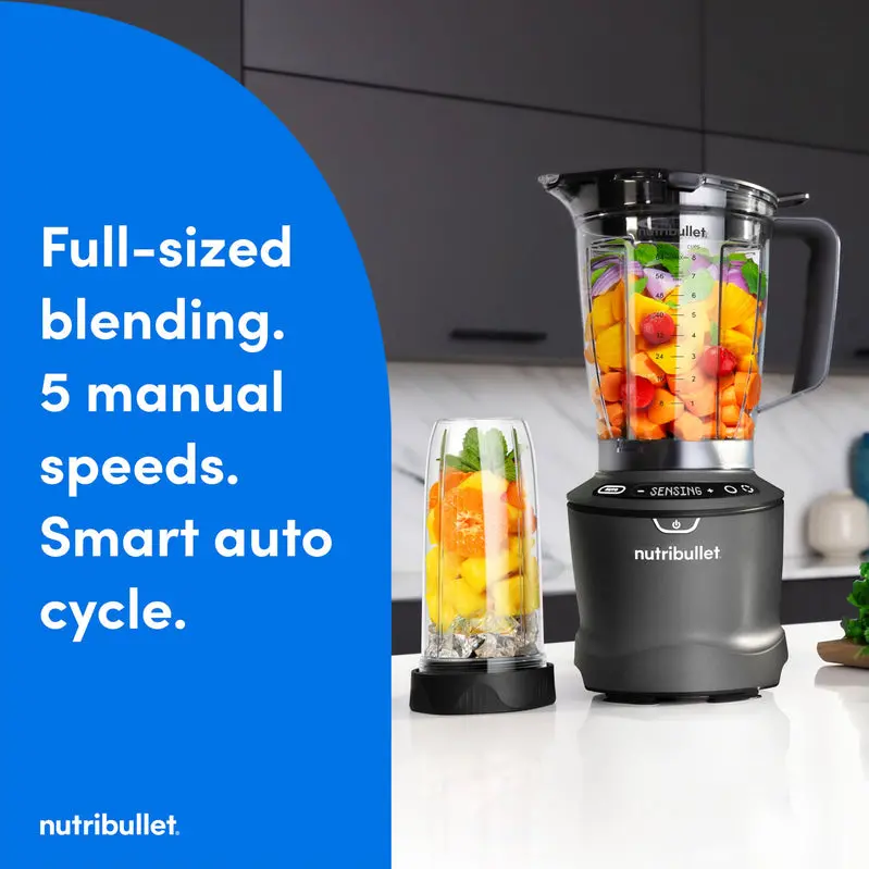 nutribullet SmartSense Blender System – 1400W Precision Motor, Gunmetal Finish, Intelligent Blending Technology