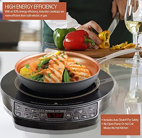 Nuwave Gold Induction Cooktop – 8-Inch Rapid-Response Heating Zone, Precise Simmer-to-Boil Control, Minimalist Black Surface