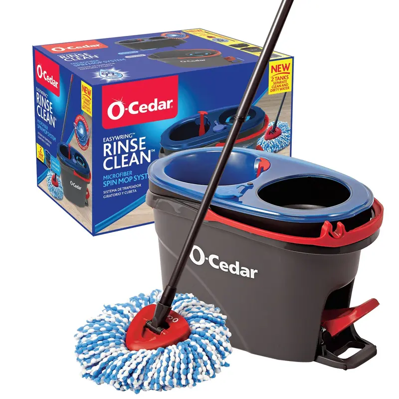 O-Cedar EasyWring Microfiber Spin Mop with Integrated Rinse-Clean Bucket