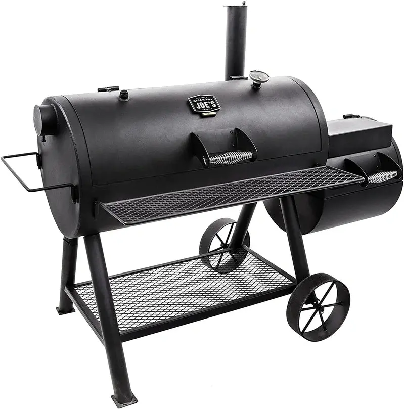 Oklahoma Joe Longhorn Reverse Flow Offset Smoker – Heavy-Duty Steel Construction with Dual-Damper Airflow Control and Authentic BBQ Smoke Flavor